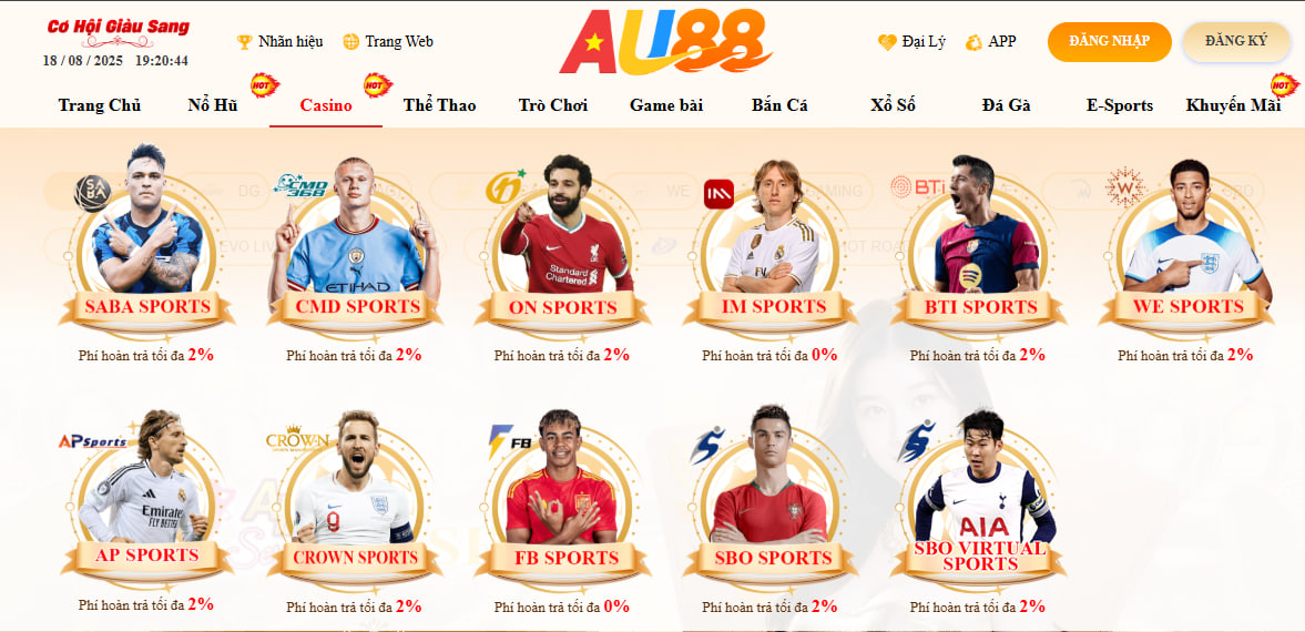 AU88 – LINK TRANG CHỦ AU.COM UY TÍN XANH CHÍN NHẤT 2026 22 Sảnh thể thao AU88 với đa dạng kèo cược hấp dẫn từ kèo góc, kèo thẻ phạt, kèo tỷ số, kèo châu Á, kèo châu Âu,...